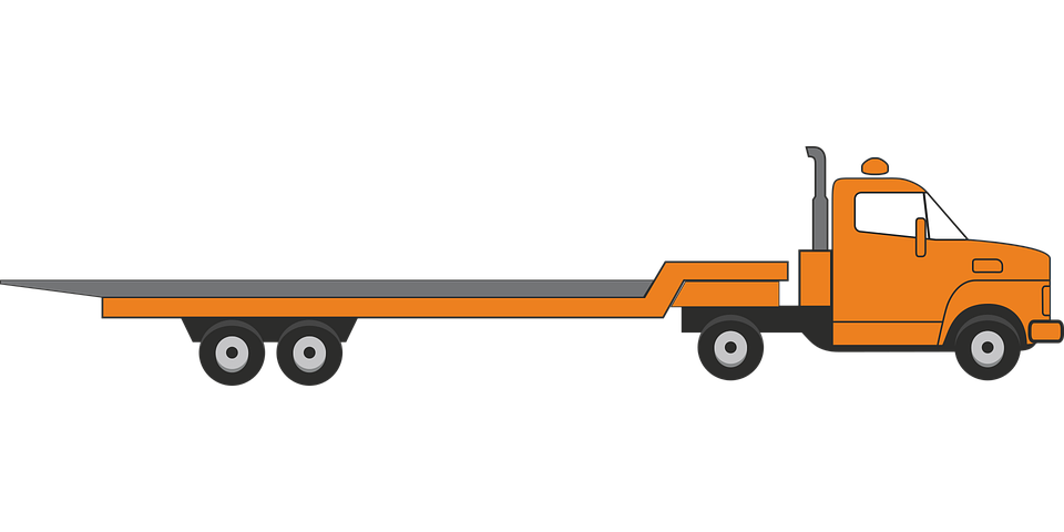 A illustration showing a flatbed tow truck