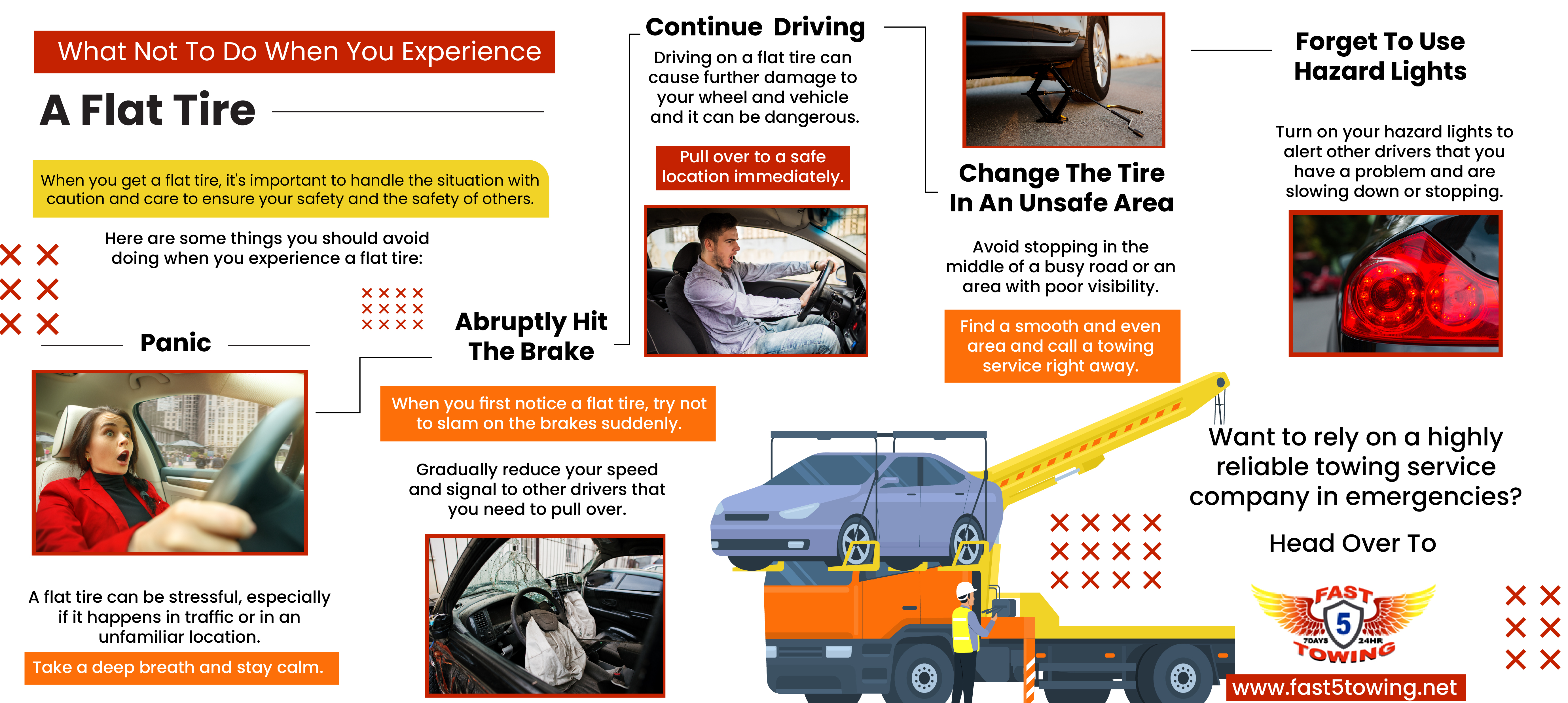 What Not to do When you Get a Flat Tire - Infograph